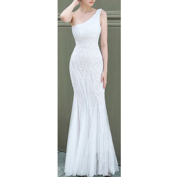 

2019 Fashion Ladies White Sleeveless Wedding Bridal Dress Wedding Party Dresses