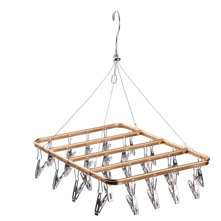 

Champagne Gold Metal Kitchen Cabinet Pant Hangers With Clips