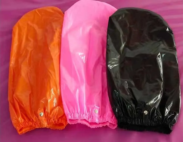 

wholesale long shower waterproof bonnets hat with button PVC