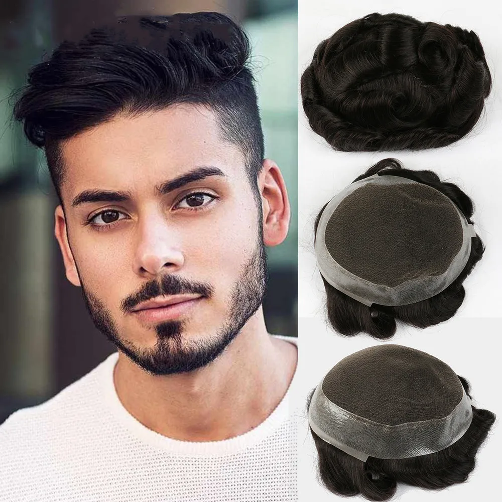 

Australia Toupee French Lace Top And PU Around Men Hair Systems Human Hair Toupee