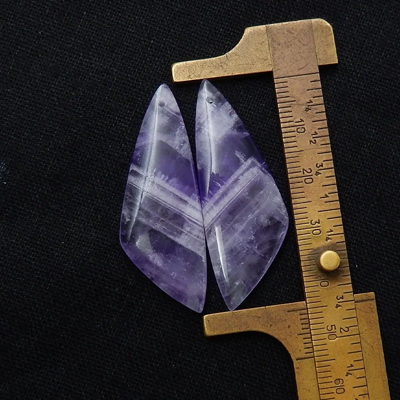 

Handcrafted Gemstone Beads for Making Drop Earrings Pair Amethyst 45x16x5mm 10.1g, Yellow