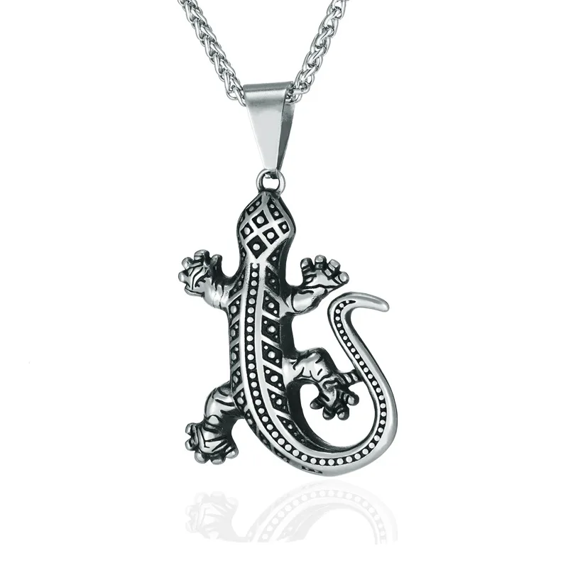 

Hip hop jewelry stainless steel lizard pendant necklace for men