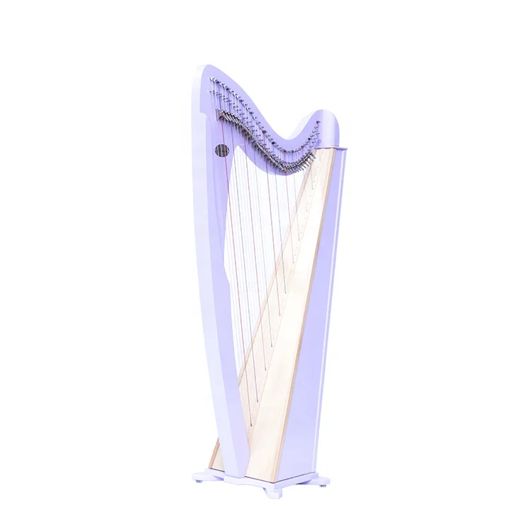 

Purple 38-string Lever Harp with Square Sound Box