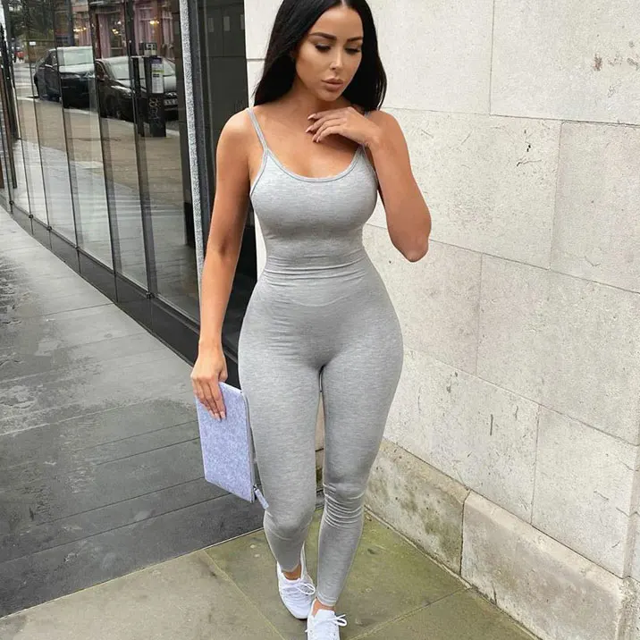 

FS2657A New style sexy woman casual grey jumpsuits