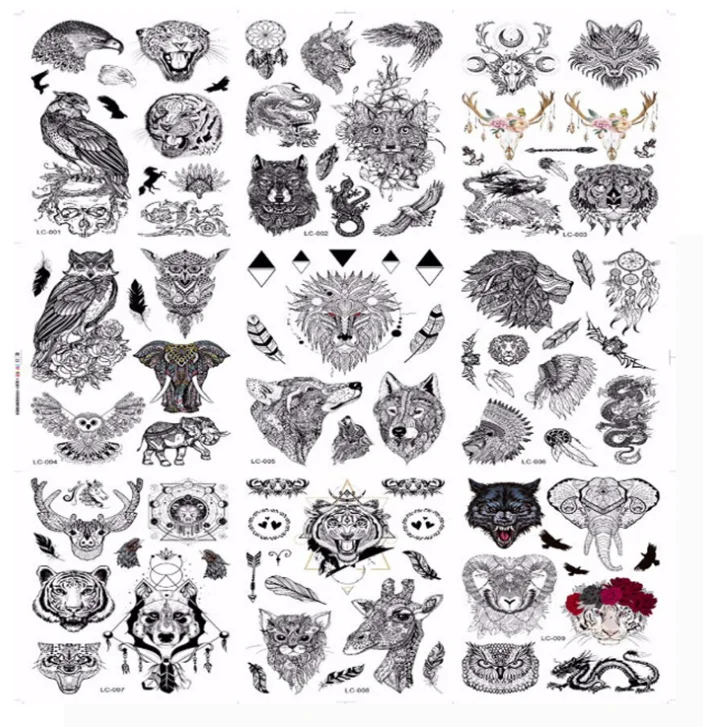 

Unique Black Body Animals Tiger Temporary Tattoo Stickers For Adults Women Girls, As your requirement