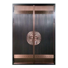 Chinois R&eacute;tro Villa Double Face Ext&eacute;rieur Cuivre Porte D'entr&eacute;e