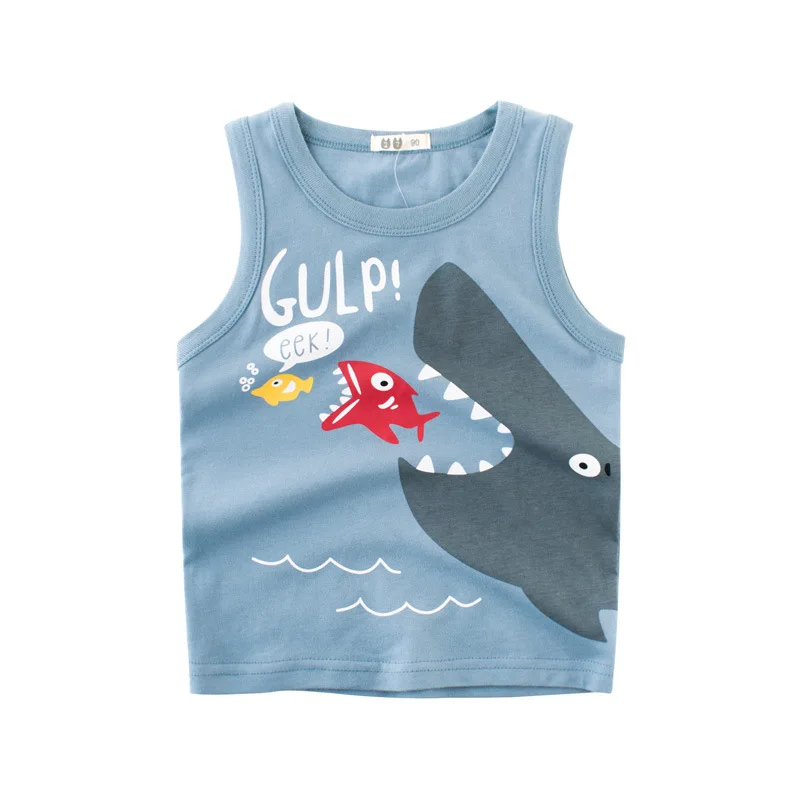 

Casual Boys Cartoon Sleeveless T Shirt Summer Loose Plain Kid Boy Tank Top