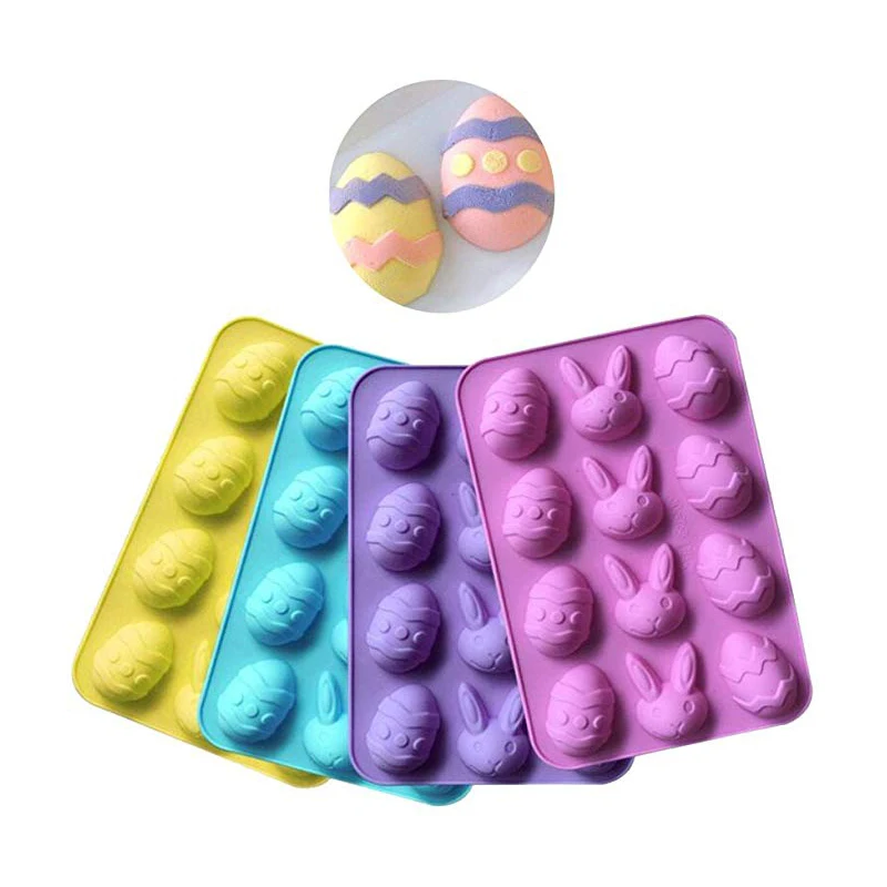 

12 Cell Easter Egg Silicone cake Mold Ice Cream chocolete Mould, Pink red purple