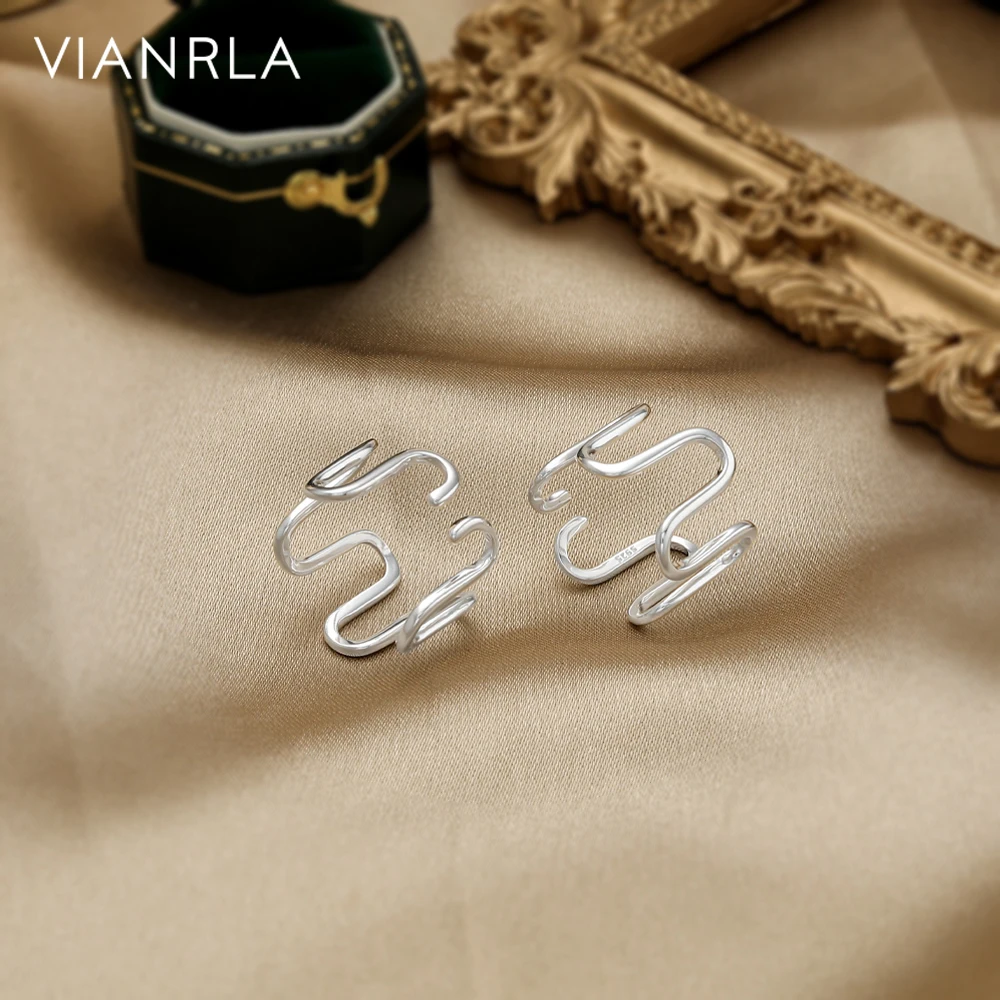 

VIANRLA 925 sterling silver simple line rings statement open adjustable rings