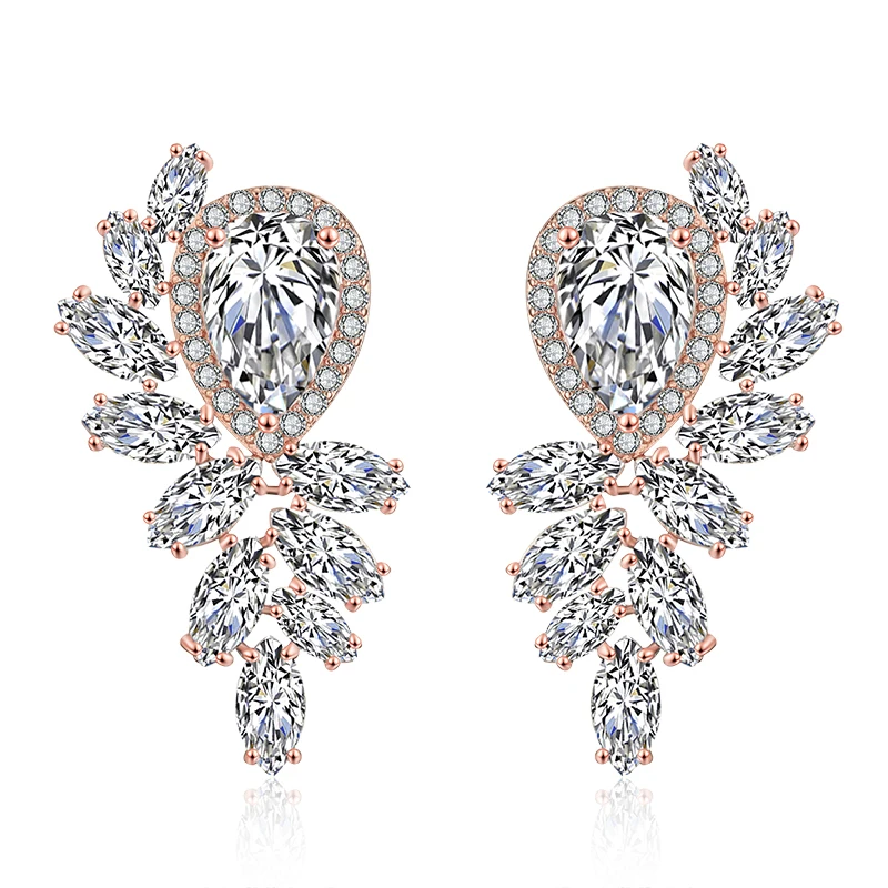 

RAKOL EP2330 Popular Cubic Cut Zirconia Bridal Earrings for Women Elegant Fashion Water Drop Wedding Jewelry