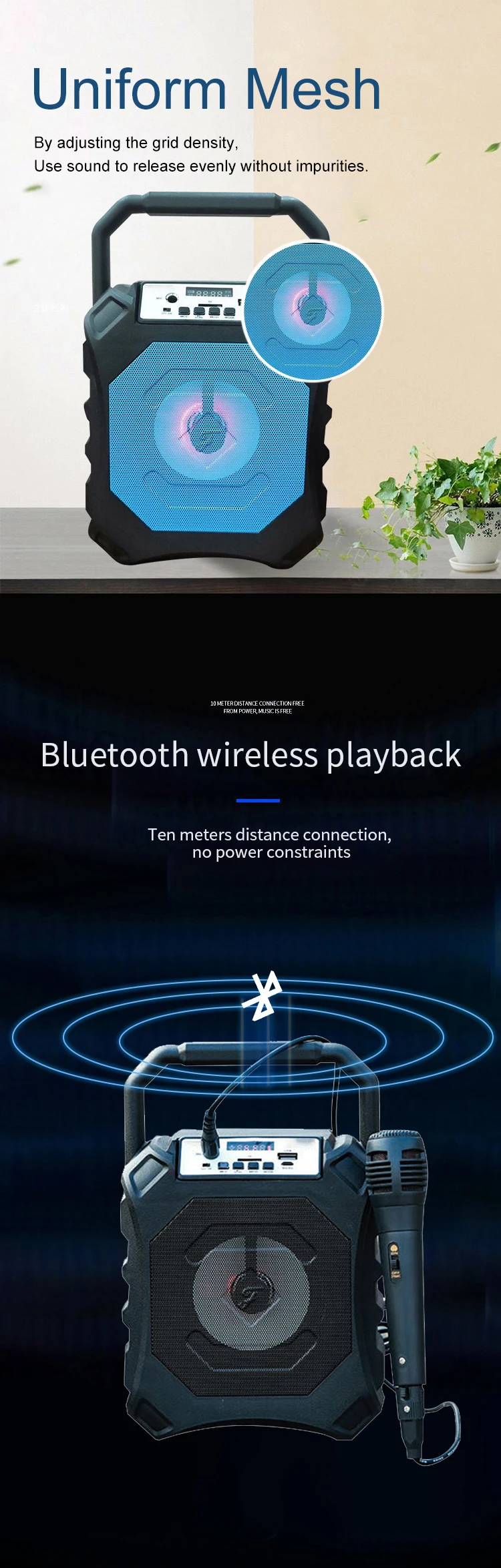 5w Hifi Stereo USB Karaoke subwoofer Hands-free Bluetooth Speaker For Microphone - ANKUX.COM