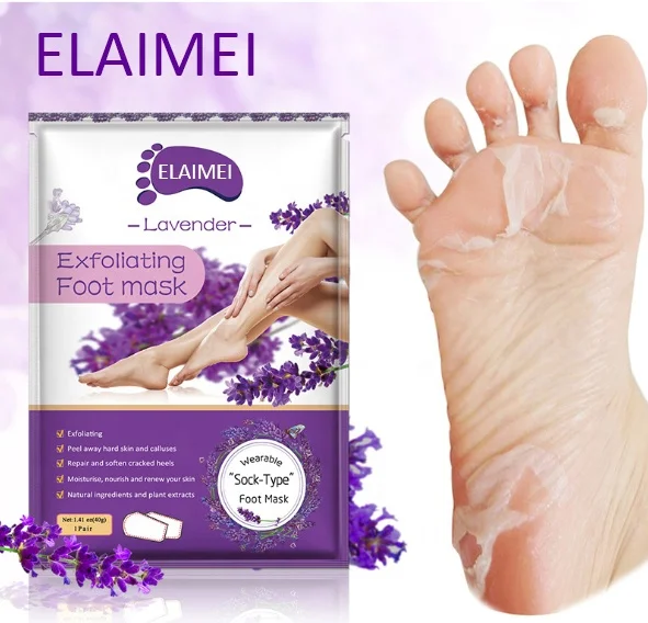 

Wholesale peeling foot mask natural whitening foot exfoliation peeling mask chamomile milk lavender rose exfoliate foot mask