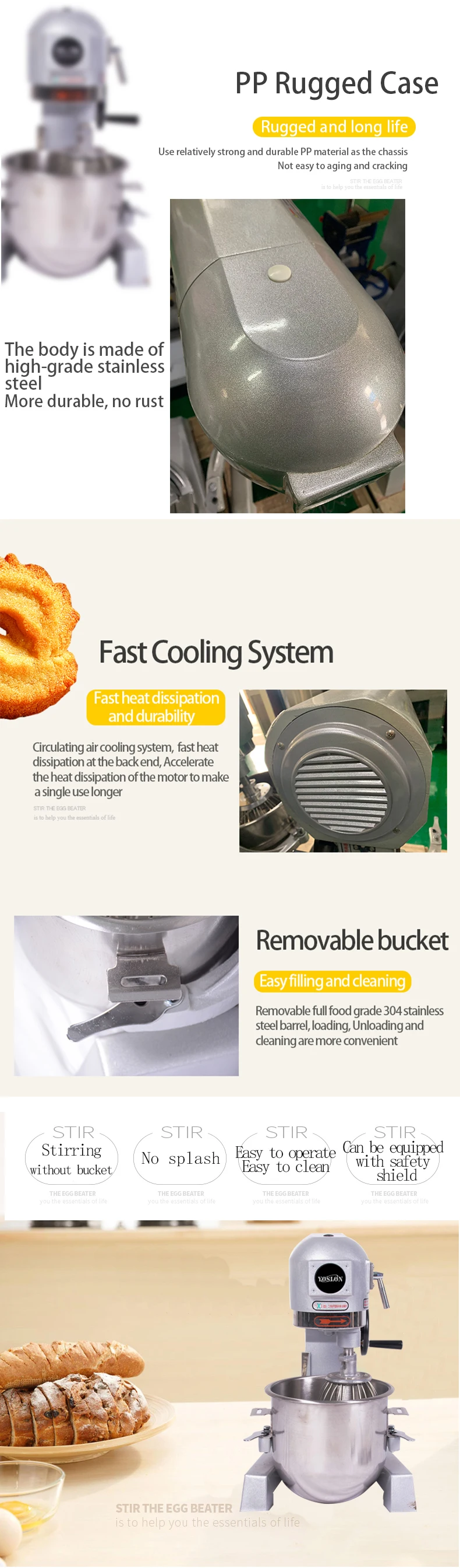 Yoslon Bread Making Machine,10l Spiral Food Mixer Pizza Dough Mixer