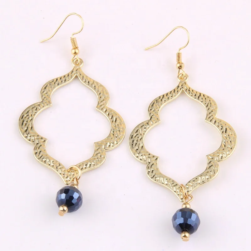 

New Style Bohemian Classic Women Facet Global Glass Dangle Earring Metal Disco Alloy Lip Earring