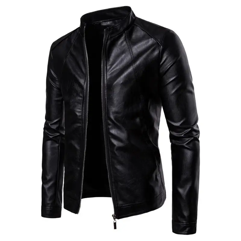 

Custom Classic Biker Jacket Motorcycle Pu Faux Leather Jacket Outdoor Winter Men's Slim Fit Leather Coat Casual Leather Jackets, Customized color