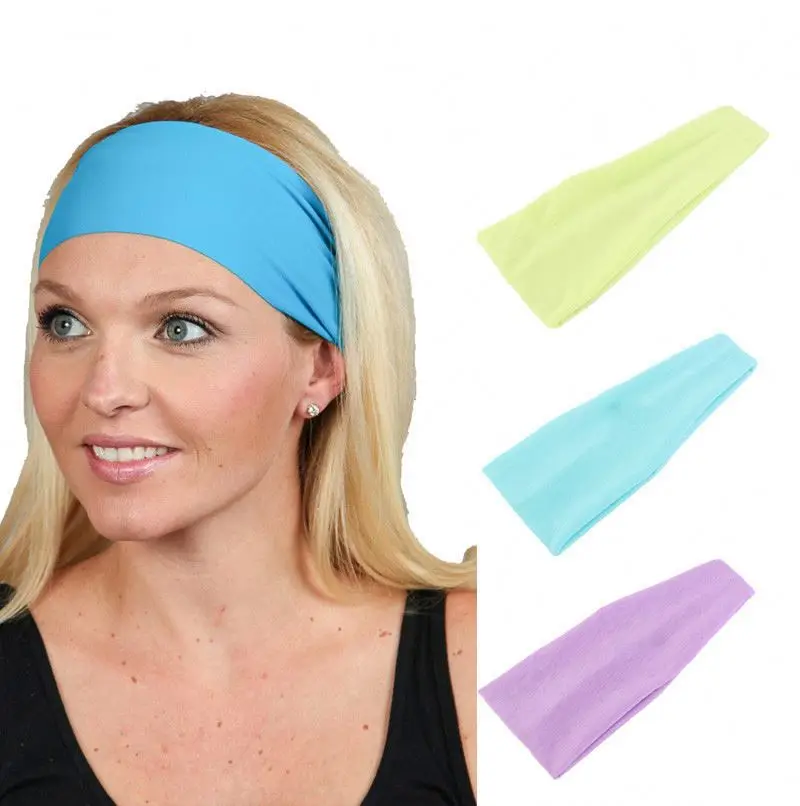 

Amazon Supply Girls Headbands Wide Sweatband Cotton Solid Color Stretchy Head Accessoires Yoga Sport Head Bands TD-222, As photo show