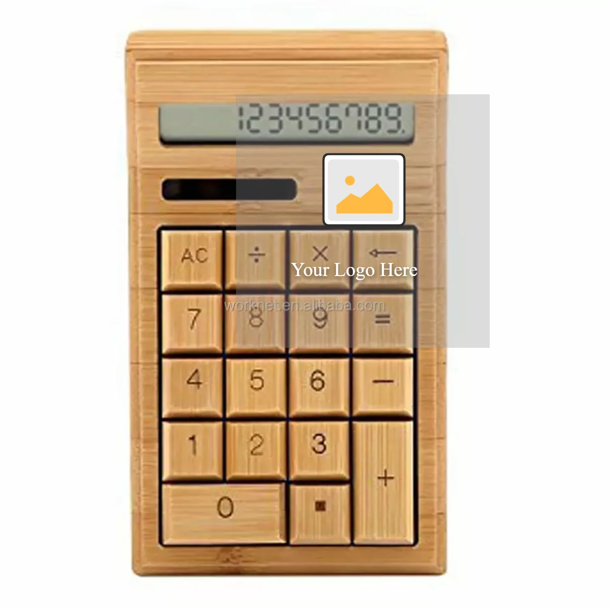 Bamboo Electronic Calculator 18 Keys 12 Digits  Solar & Battery Powered for Home 