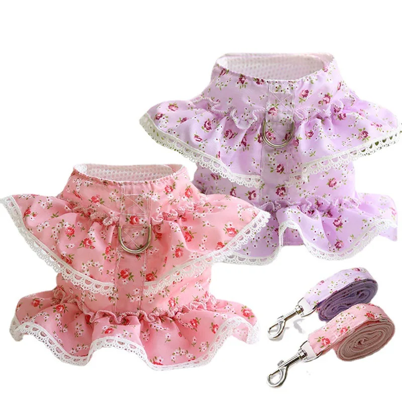 

Teddy Bichon Floral Lace Pet Harness Dog Leash Harness Dog Harness Set