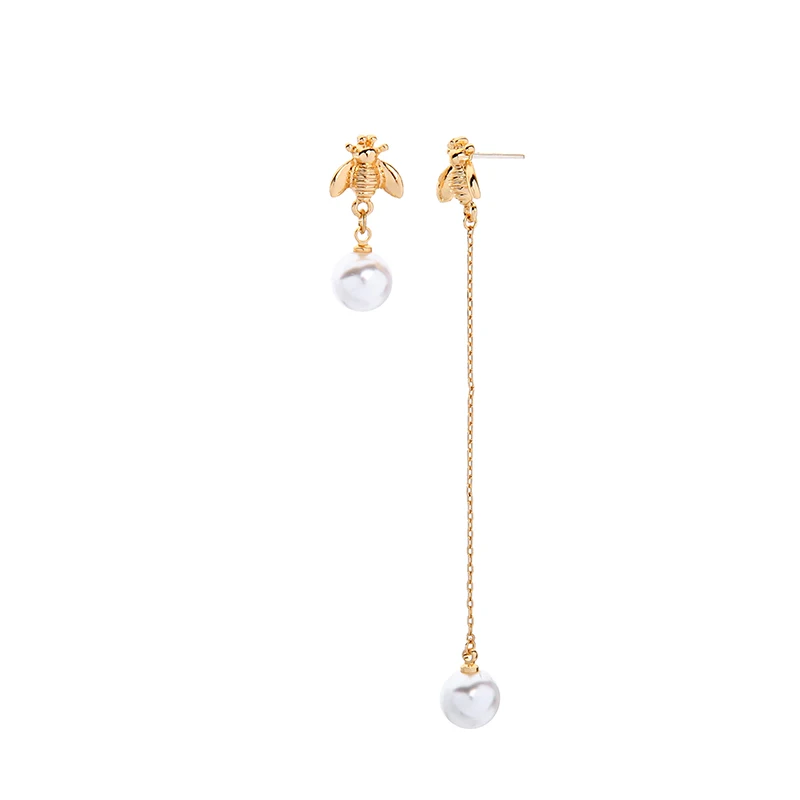 

e982230d Small Cute Lovely Gold Plated Color Handmade Charm Bee Gold Earrings