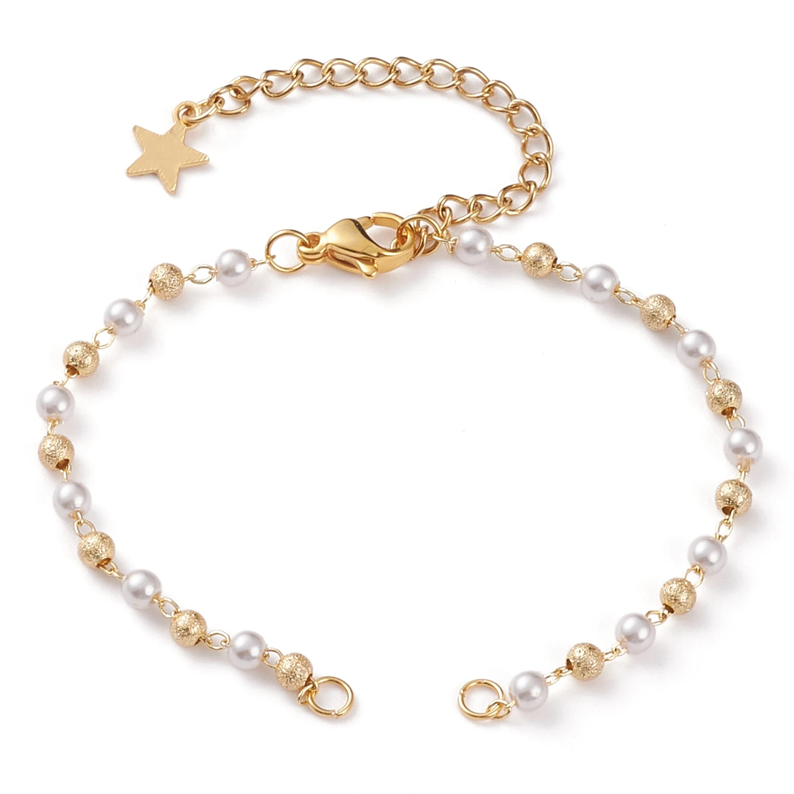 

PandaHall Golden Brass Textured Beads Acrylic Beaded Chain Bracelet Making, Mixed color