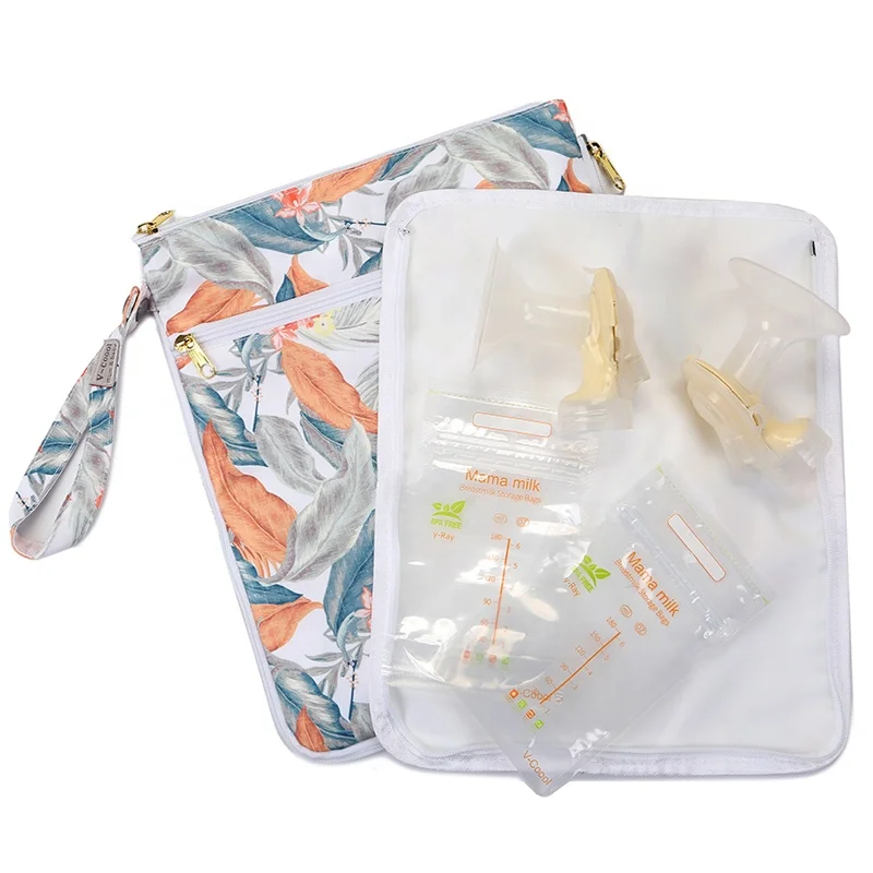 

V-Coool Reusable Hanging Diaper Organizer for Swimming Dry Bag Cloth Diaper Wet Bag Baby Travel Bag, Black and flower