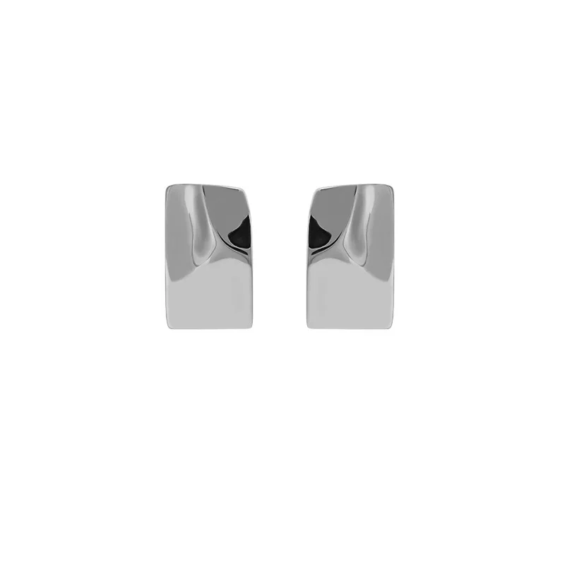 

VIANRLA 925 Sterling Silver Jewelry Minimalist Shiny Square Earrings Free Laser Logo 18k Gold Plated Earring For Women Wholesale