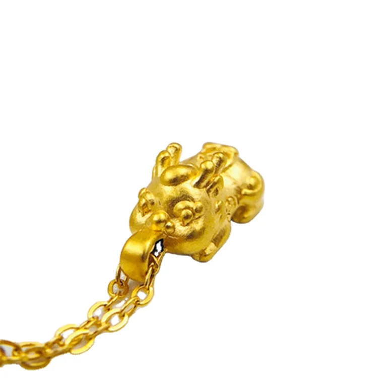 

Gold Pixiu Pendant Women'S 999 Pure Gold 3D Hard Gold Birth Year Lucky Temperament Fashion Little Piqiu Necklace Pendant