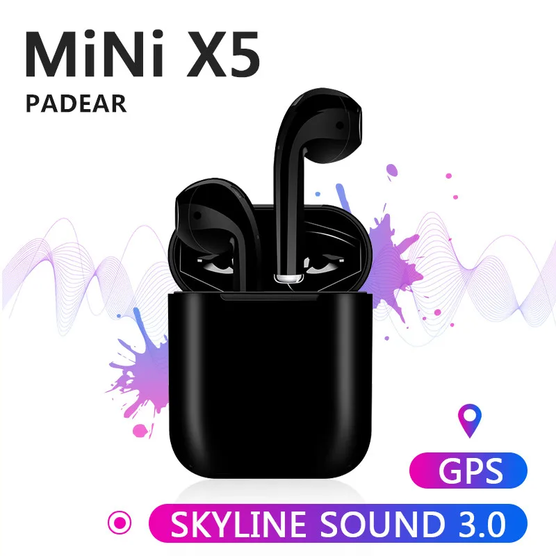 Padear X5 1:1 Mini True Wireless Earbuds for Small Ears Canals, Sport Bluetooth 5.0 Earphones with Play All Day TWS in-Ear Headset with Portable Charging Case and Built-in HD Mic