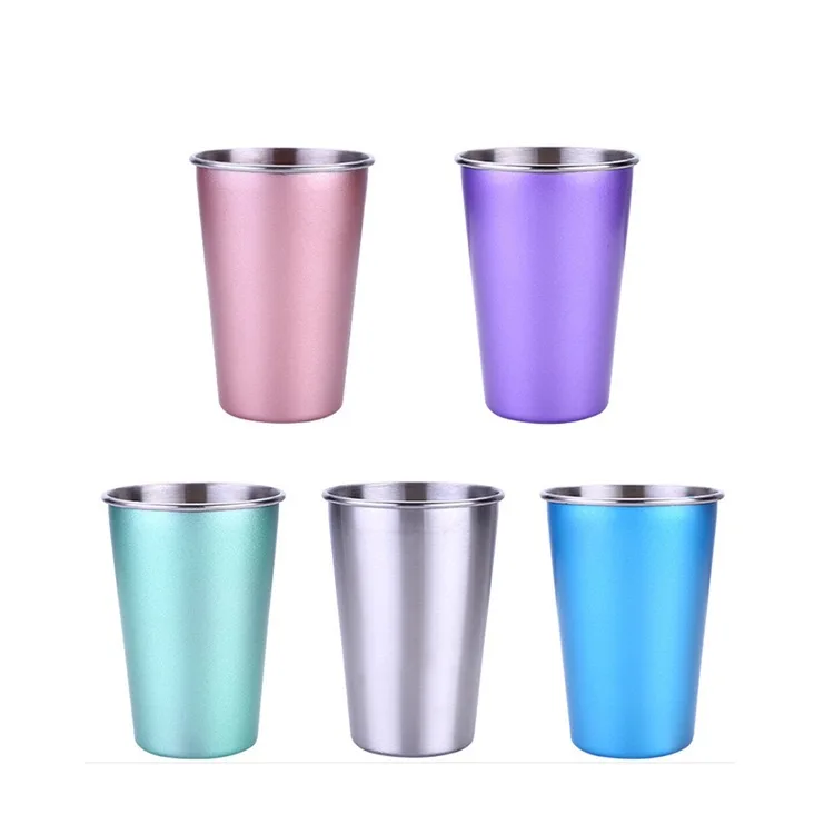 

Hot Sale Wholesale Manufacture 17oz Stackable Single Wall 304 Stainless Steel Pint cup Bar tumbler beer cup, Customized color