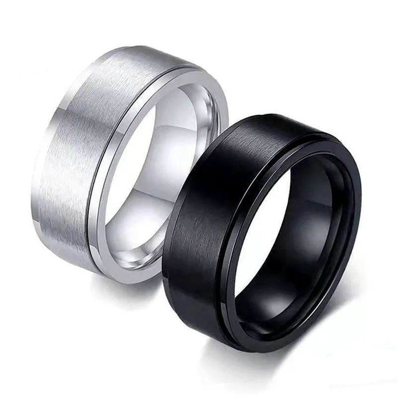 

Titanium steel Anxiety Ring For Men Women Spinner Fidget Rings Rotate Freely Spinning Anti Stress Accessories Jewelry 2022 Gift