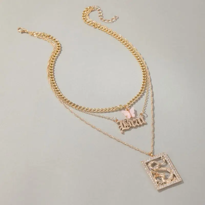 

Alah Doll Halo Pipe Cros Lips 1999 16In Ends Vase Bold Necklace butterfly Necklace world necklace, Gold,silver