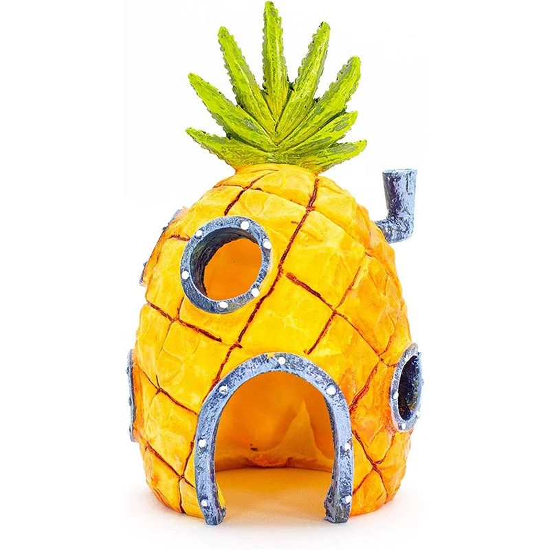 

polyresin Resin Fish Tank Decoration Aquarium Ornament Sponge Pineapple House decors For Fish swim shelter