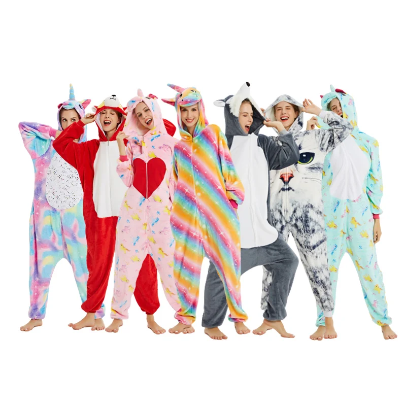 

Wholesale Pajamas Sets Warm Winter Cute Pajamas Animal Flannel Female Sleepwear Home Clothes, Customized color