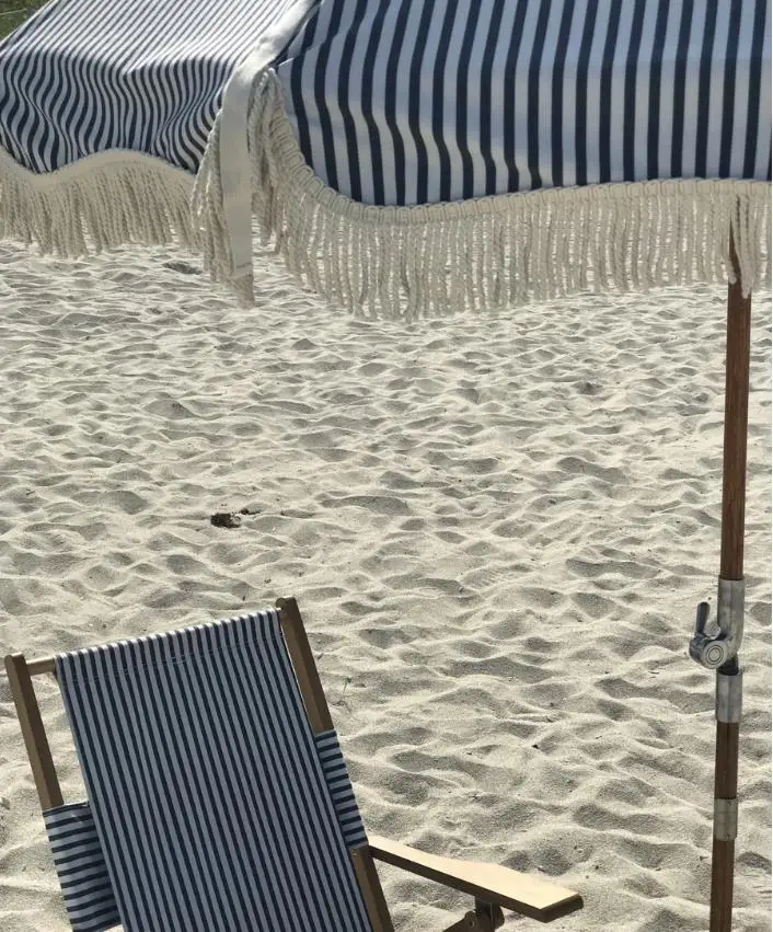 New Zealand 2.2m Black Striped Custom Beach Umbrella Tassels Outdoor