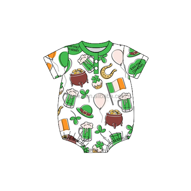 

Fashion Design Toddler Boutique Clothing St. Patrick's Day Short Sleeve Baby Romper