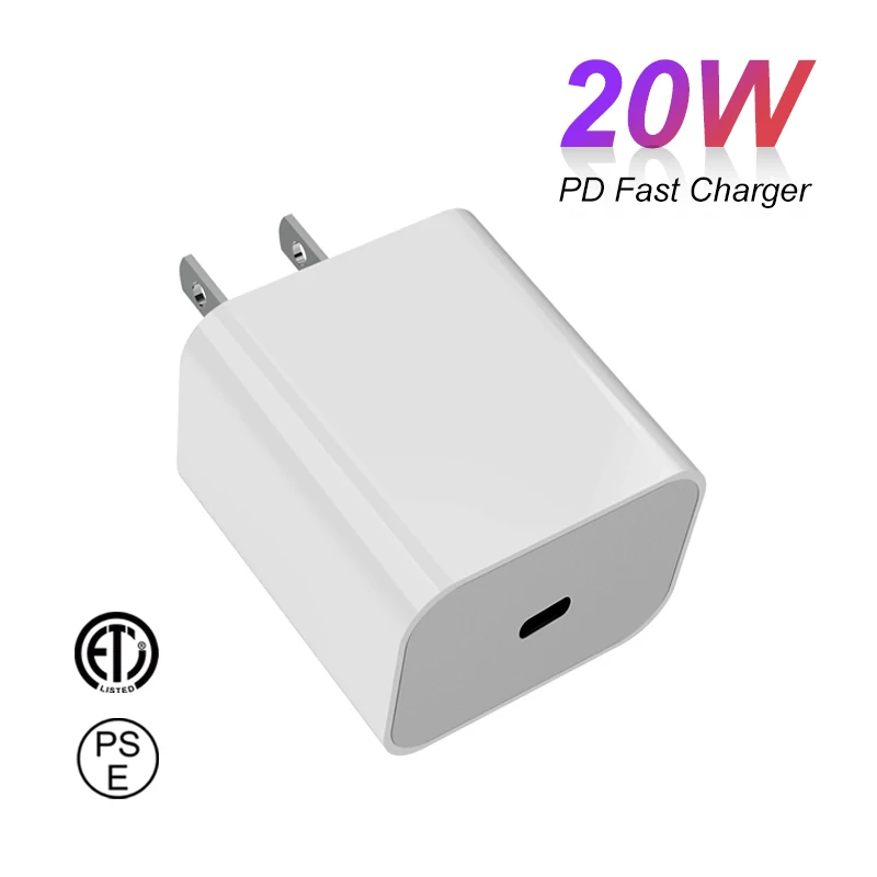 

2020 New Products 20W USB TYPE C Quick Charger PD ETL PSE Certification US EU UK AU Plug Fast Charging Smart 20W Charger