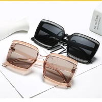 

Brand Designer UV400 Fashion Square Big Frame Trendy Summer Diamond Bling Polarized Women Shades Sun Glasses Sunglasses 2020