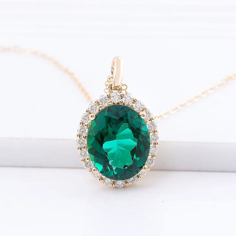 

Emerald and Diamond Pendant Lab Emerald Pendant Emerald and Diamond Necklace Women's Favorite Necklace Jewelry, White rose, yellow gold, white gold or platinum