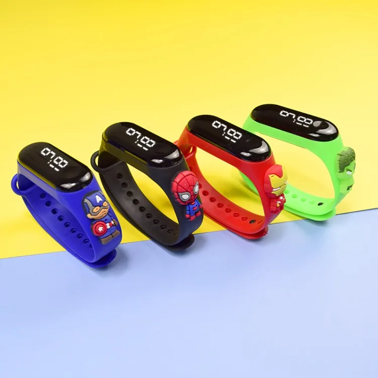 

Hot Sell Superhero Bracelet Watch Led Kids Smart Watches Cartoon Dog Print Band