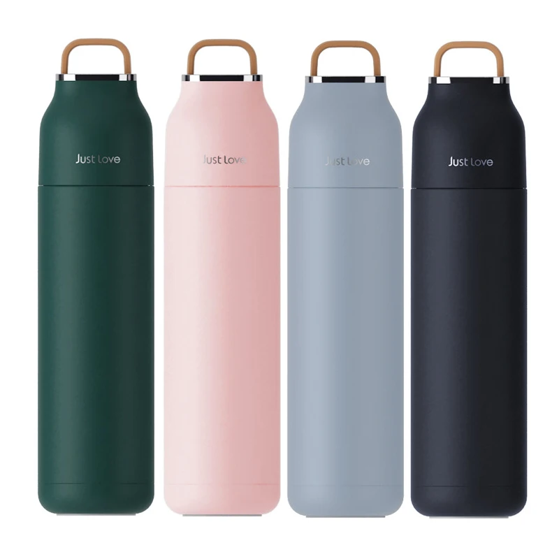 

Beauchy New Design Unique Shape Leatherwear Handle Vacuum Insulated Stainless Steel Water Bottle With Handle Lid