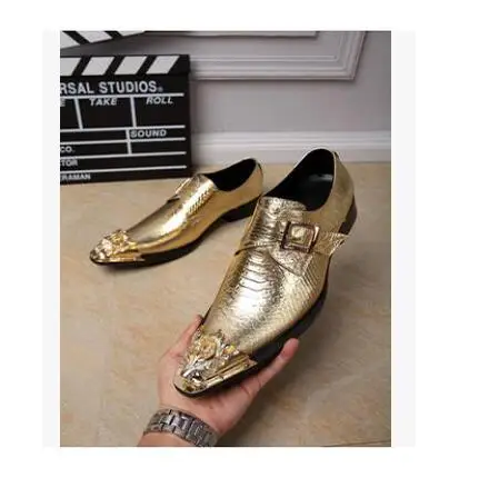 

New british style mens genuine leather shoes slip-on loafers steel pointed toe party dress shoes men, Picture