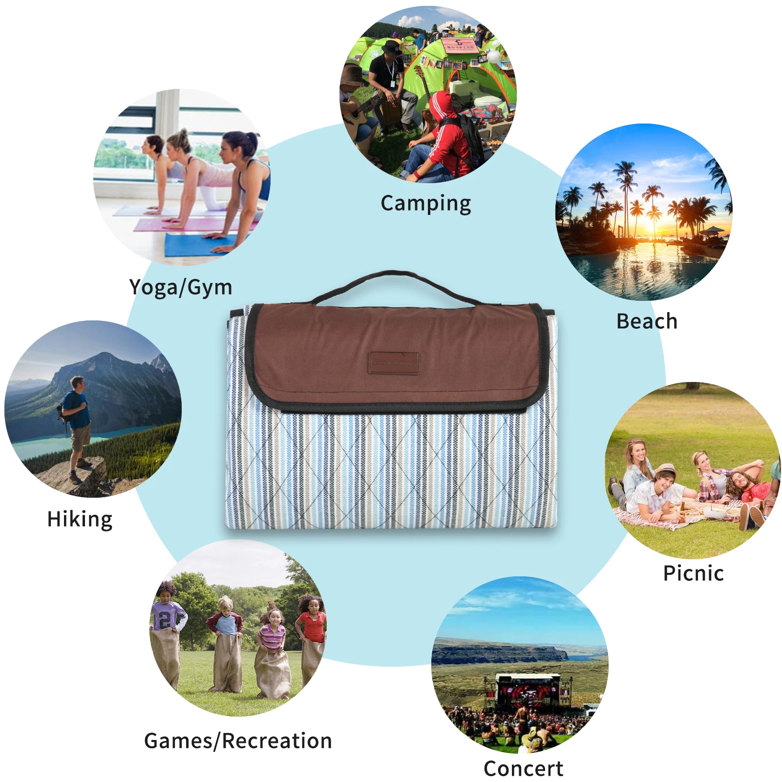 

EchoSmile Large Picnic Blanket, 3 Layer Foldable Picnic Mat, Portable Outdoor leisure equipment