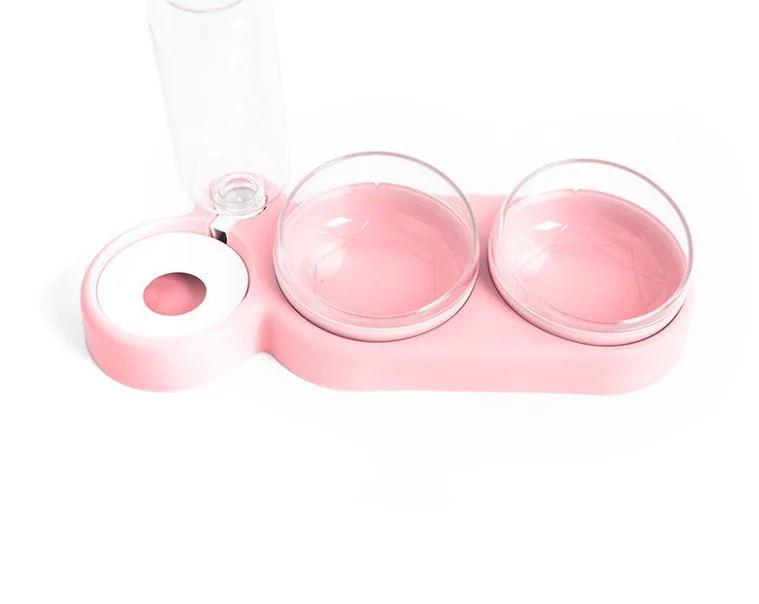 

Dog double bowl automatic pet bowl feeder cat drinking fountain, As pictures