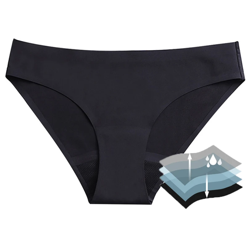 

Women Period Proof Underwear Anti-microbial Leak Proof Waterproof Brief Seamless Menstrual Panties, Black