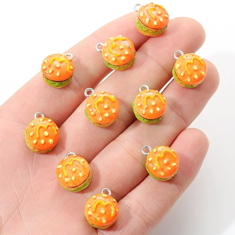 

Resin Fun Simulation Hamburger Food Charms Pendants For Jewelry Making Bracelet DIY Jewelry Earring Accessory, Picture