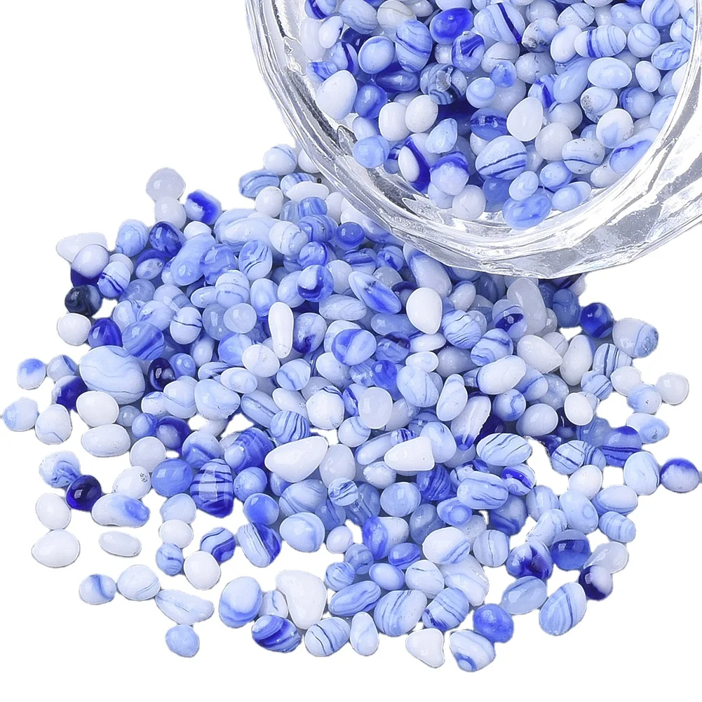 

PandaHall Blue No Hole Baking Painted Chip Glass Seed Beads