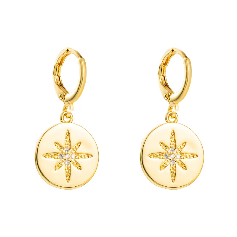 

New Fashion unique Cute Gold Clip On Earrings cz Crystal classic Charm Coin Stars Earrings For Women Girl