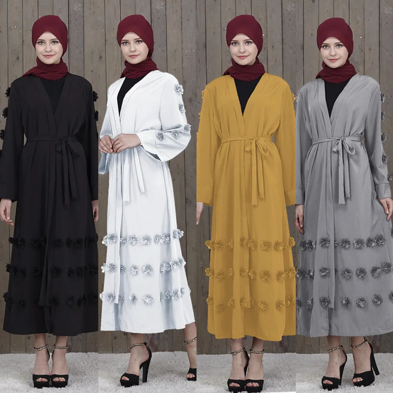 

New Design Flowers Women muslim abaya dresses, Red;grey;black