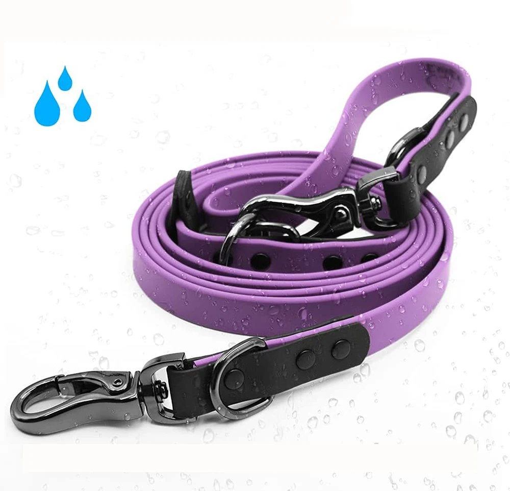 

Multifunctional durasoft waterproof PVC coated nylon adjustable hands free pet dog leash with heavy duty snap hooks