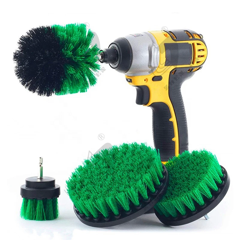 

4 pieces drill power scrubber brush set for cleaning car home, Yellow / blue/ green / red / black / white or customized